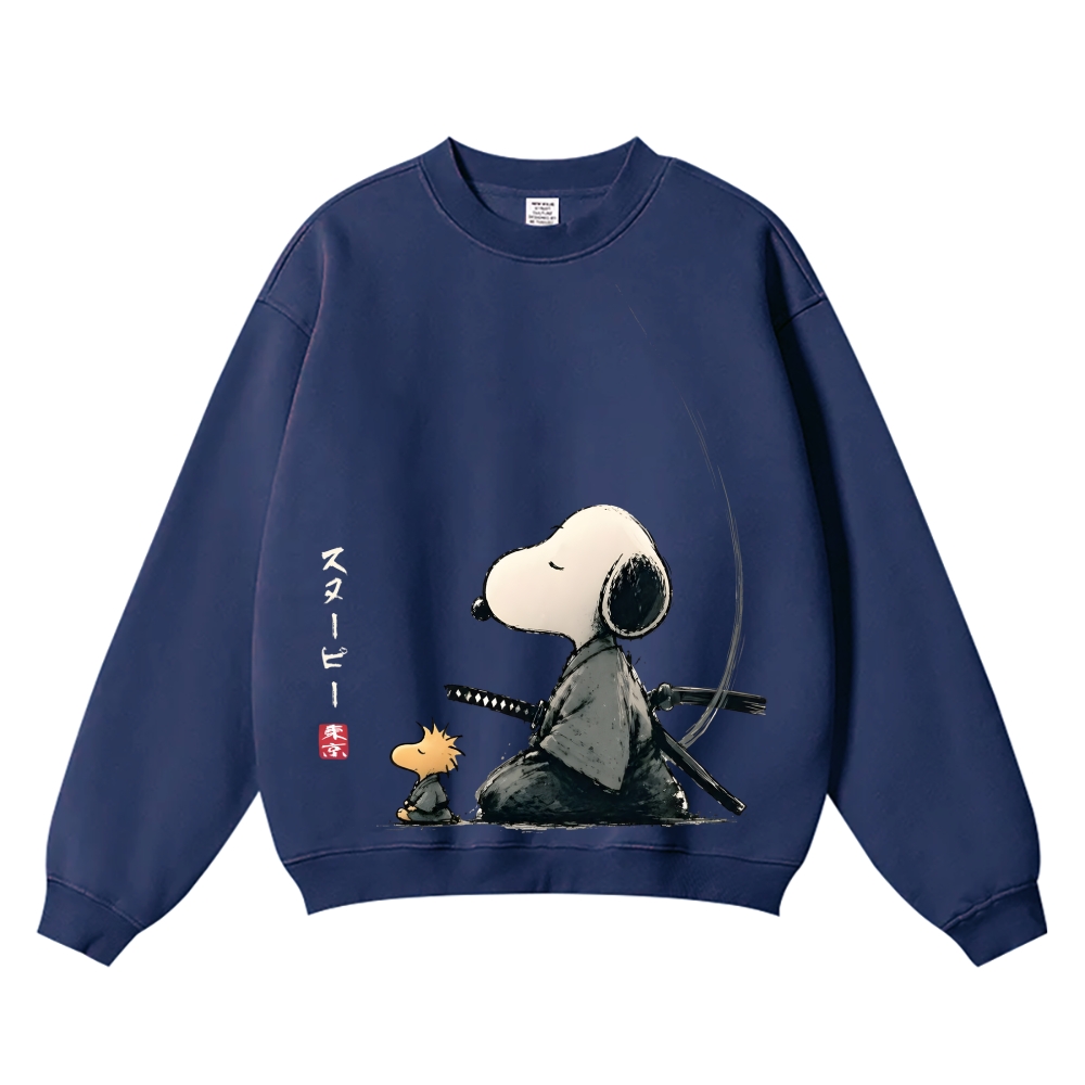 Samurai Style Peanuts Vintage Cotton Blend Sweatshirt