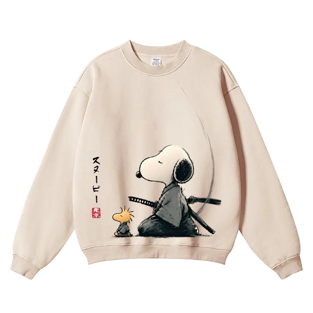 Samurai Style Peanuts Vintage Cotton Blend Sweatshirt