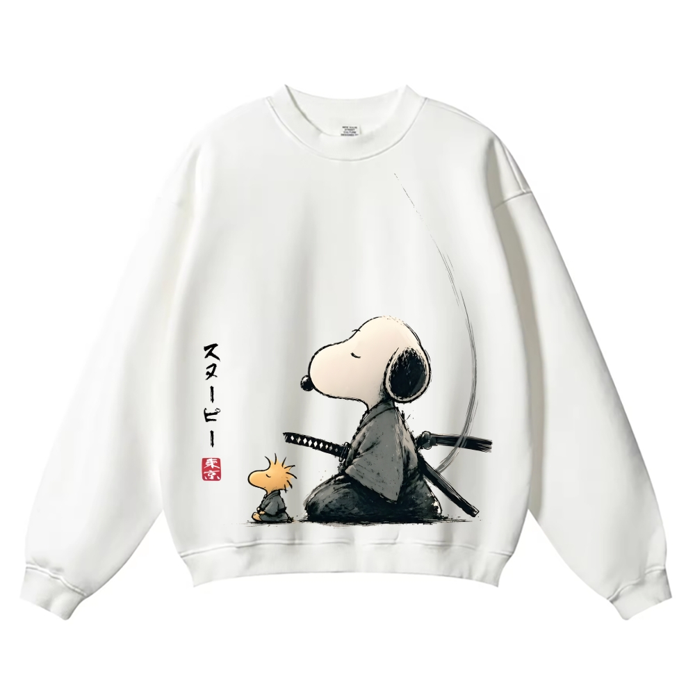 Samurai Style Peanuts Vintage Cotton Blend Sweatshirt