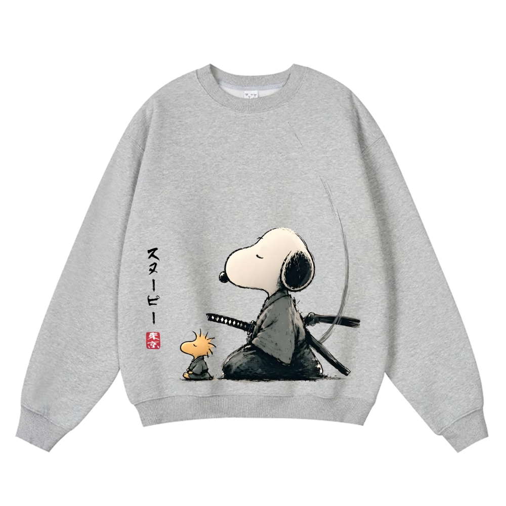 Samurai Style Peanuts Vintage Cotton Blend Sweatshirt