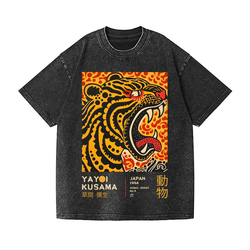 Yayoi Kusama Tiger Vintage Wash Japanese Design T-Shirt