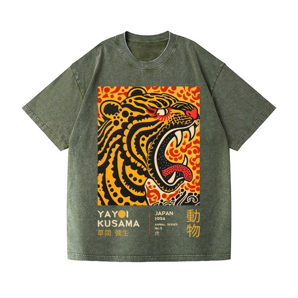 Yayoi Kusama Tiger Vintage Wash Japanese Design T-Shirt