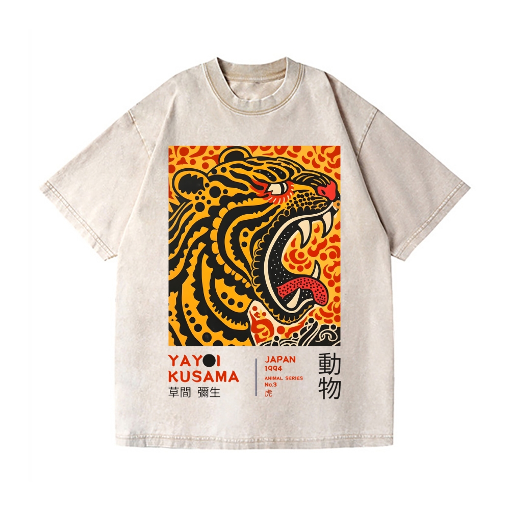 Yayoi Kusama Tiger Vintage Wash Japanese Design T-Shirt