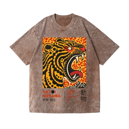 Yayoi Kusama Tiger Vintage Wash Japanese Design T-Shirt