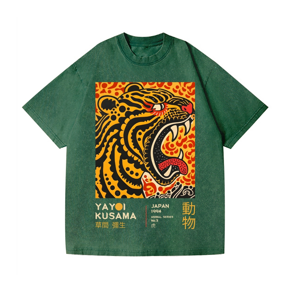 Yayoi Kusama Tiger Vintage Wash Japanese Design T-Shirt