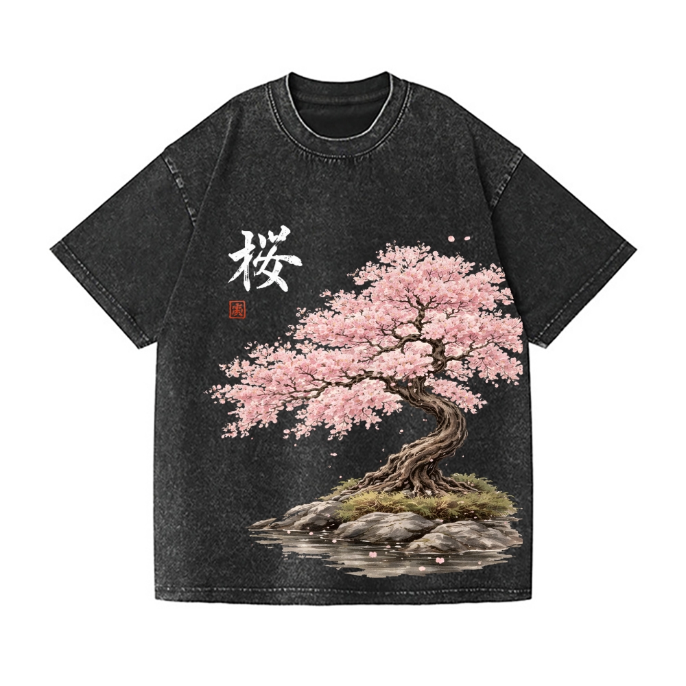 Sakura Vintage Wash Japanese Design T-Shirt