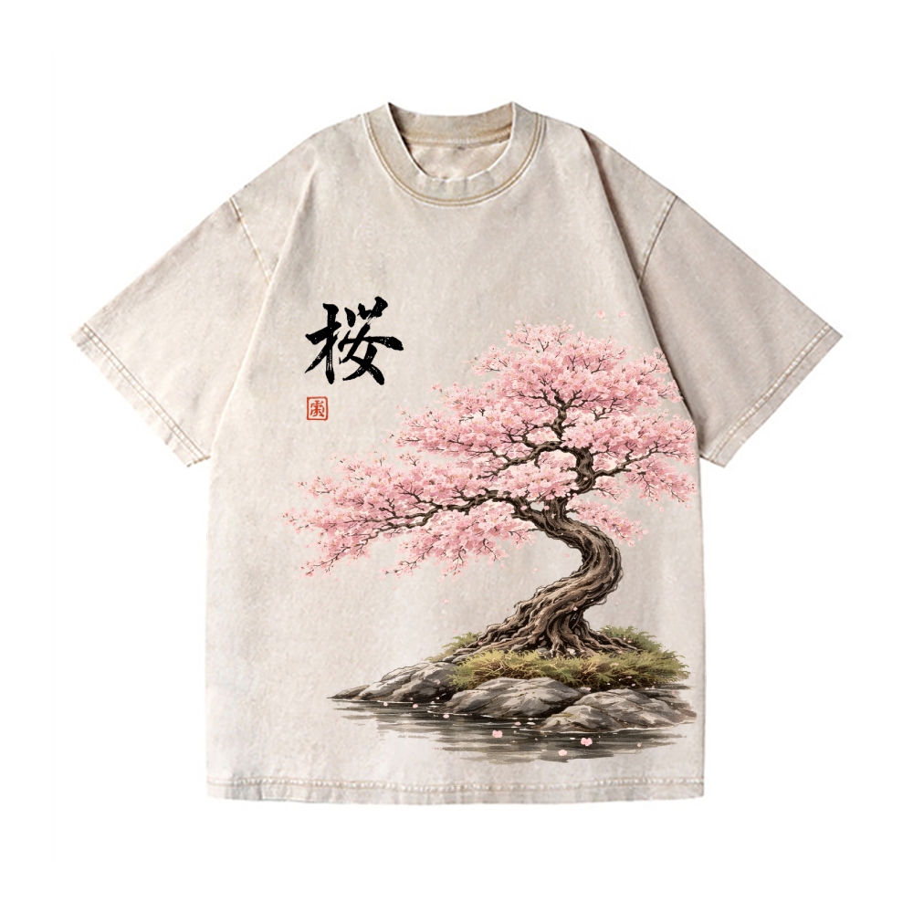 Sakura Vintage Wash Japanese Design T-Shirt
