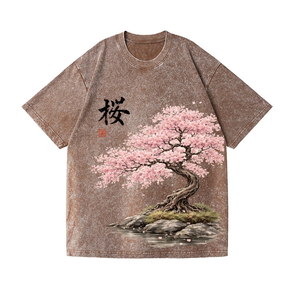 Sakura Vintage Wash Japanese Design T-Shirt