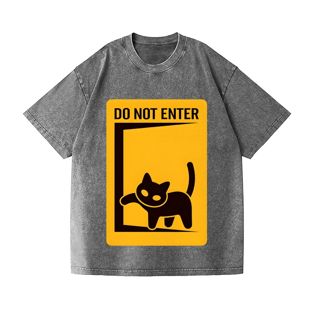 Do Not Enter Cat Vintage Wash Japanese Design T-Shirt