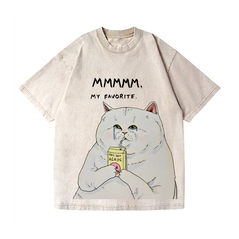Greedy Fat Cat Vintage Wash Japanese Design T-Shirt