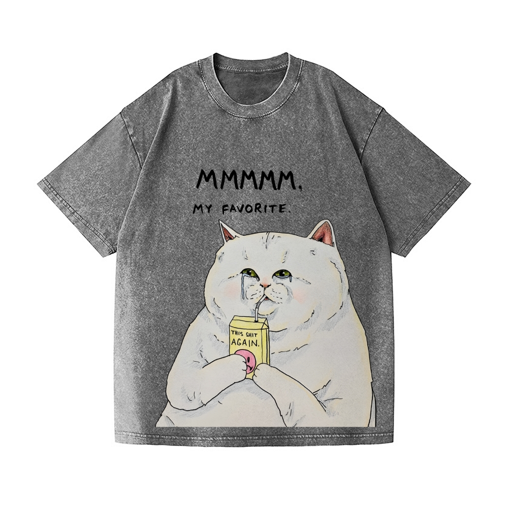 Greedy Fat Cat Vintage Wash Japanese Design T-Shirt