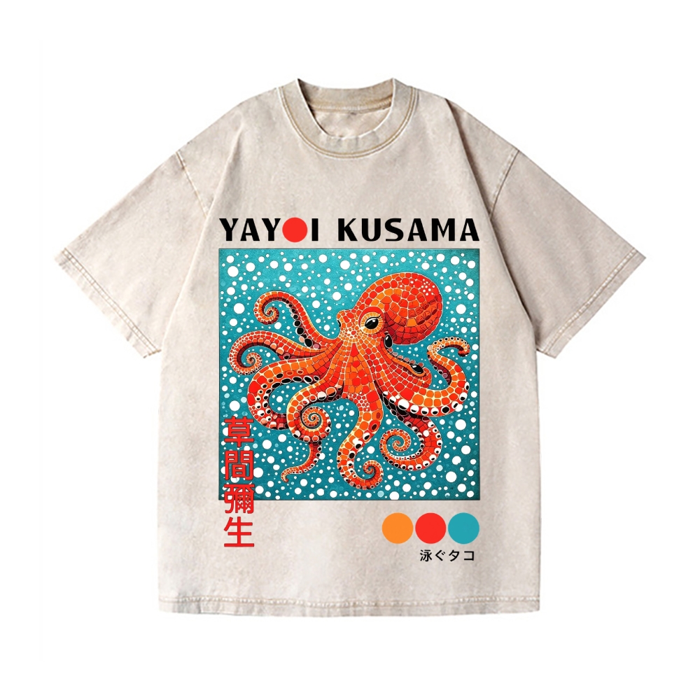 Yayoi Kusama Octopus Vintage Wash Japanese Design T-Shirt