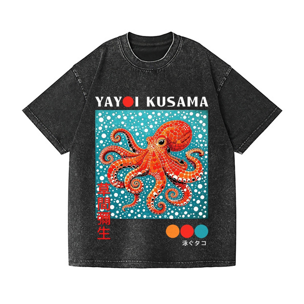 Yayoi Kusama Octopus Vintage Wash Japanese Design T-Shirt