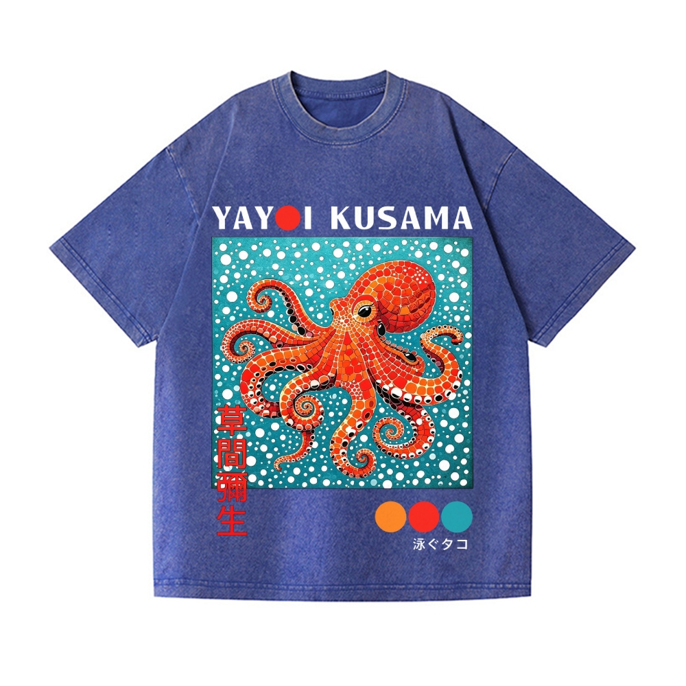 Yayoi Kusama Octopus Vintage Wash Japanese Design T-Shirt
