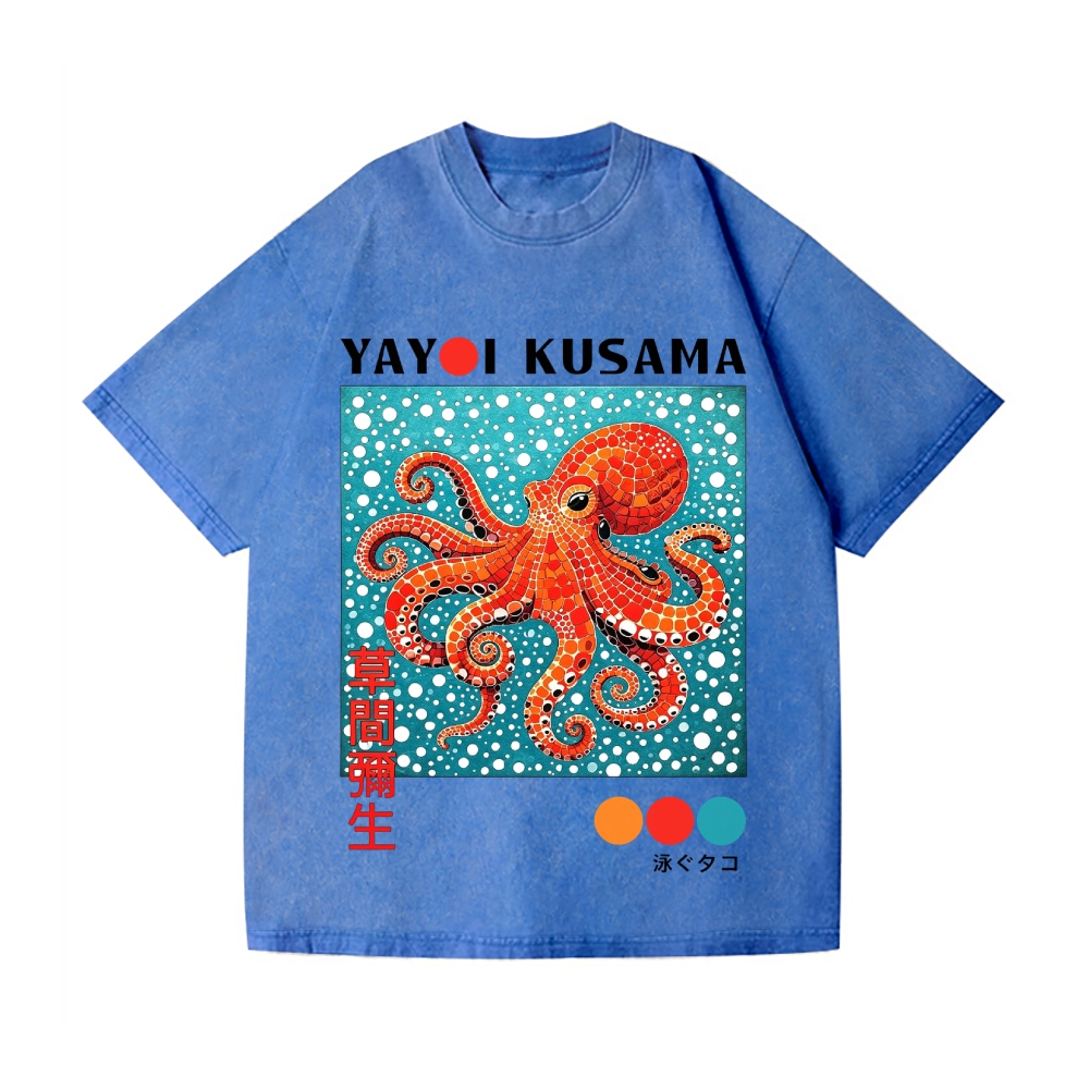 Yayoi Kusama Octopus Vintage Wash Japanese Design T-Shirt