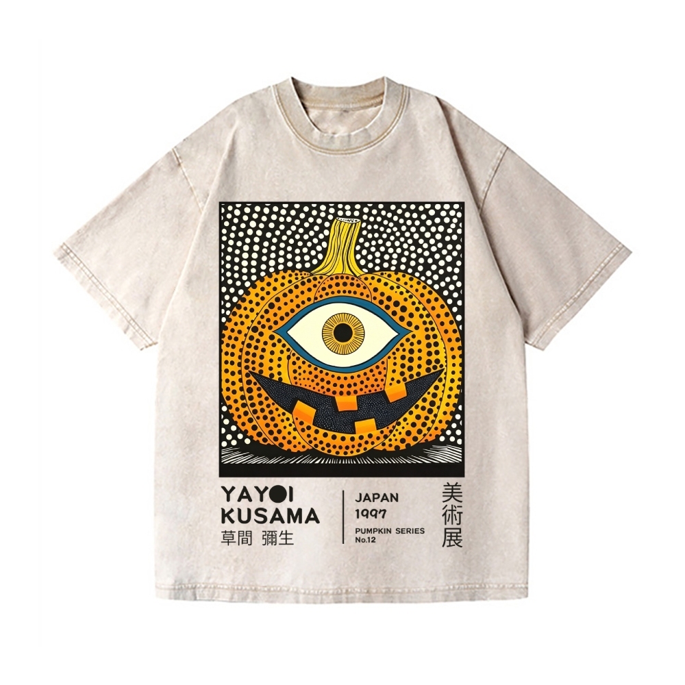 Halloween Yayoi Kusama Pumpkin YokaiVintage Wash Japanese Design T-Shirt