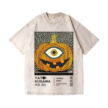 Halloween Yayoi Kusama Pumpkin YokaiVintage Wash Japanese Design T-Shirt