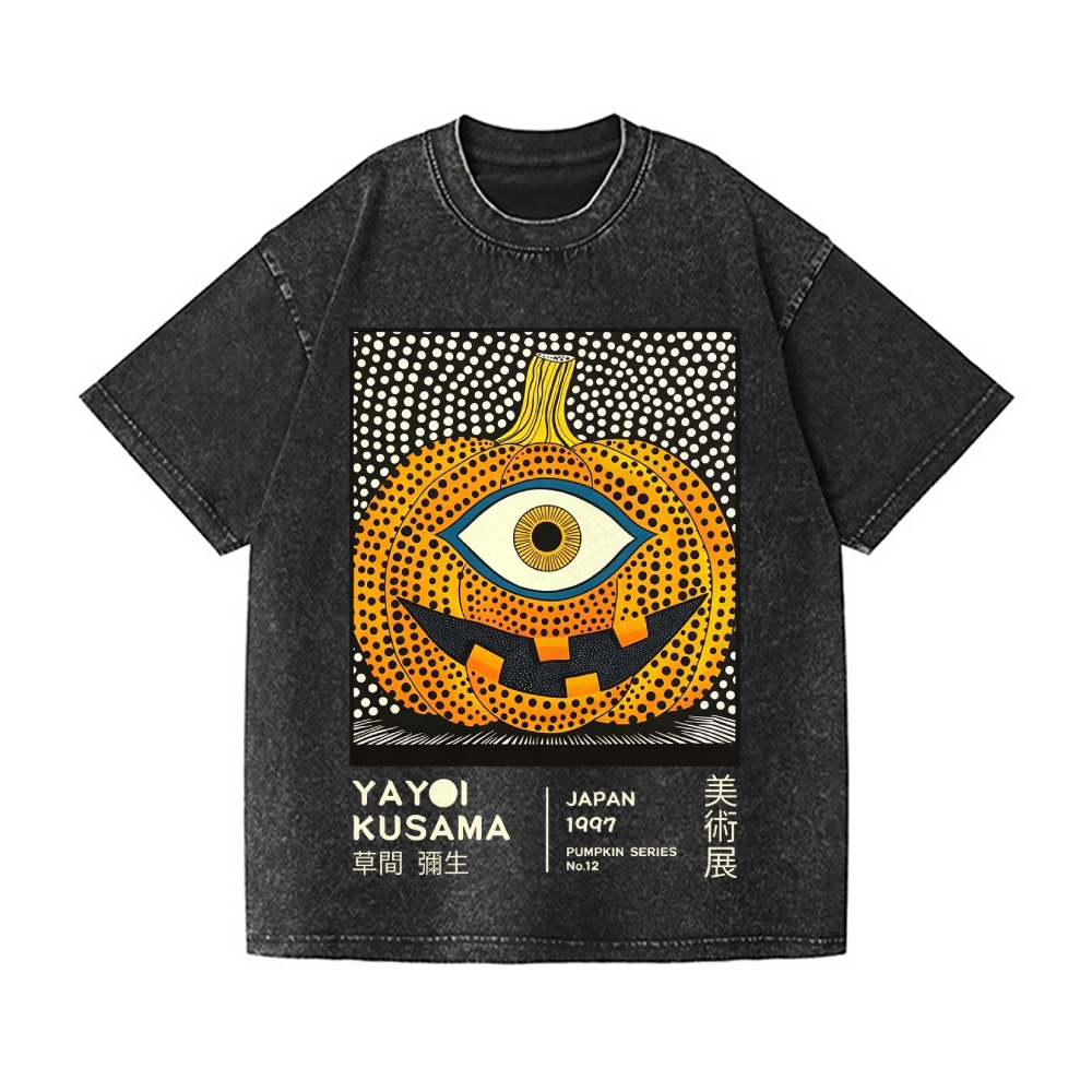 Halloween Yayoi Kusama Pumpkin YokaiVintage Wash Japanese Design T-Shirt