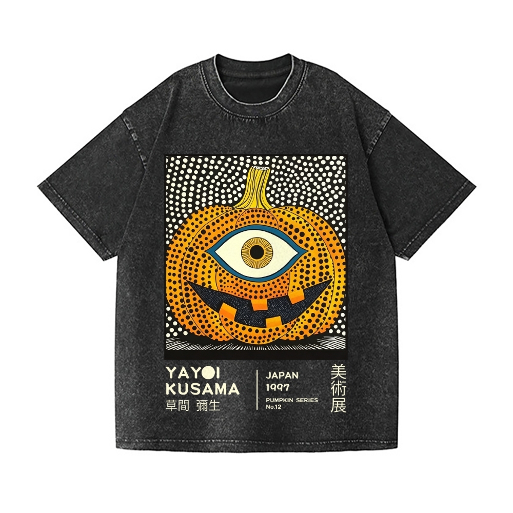 Halloween Yayoi Kusama Pumpkin YokaiVintage Wash Japanese Design T-Shirt
