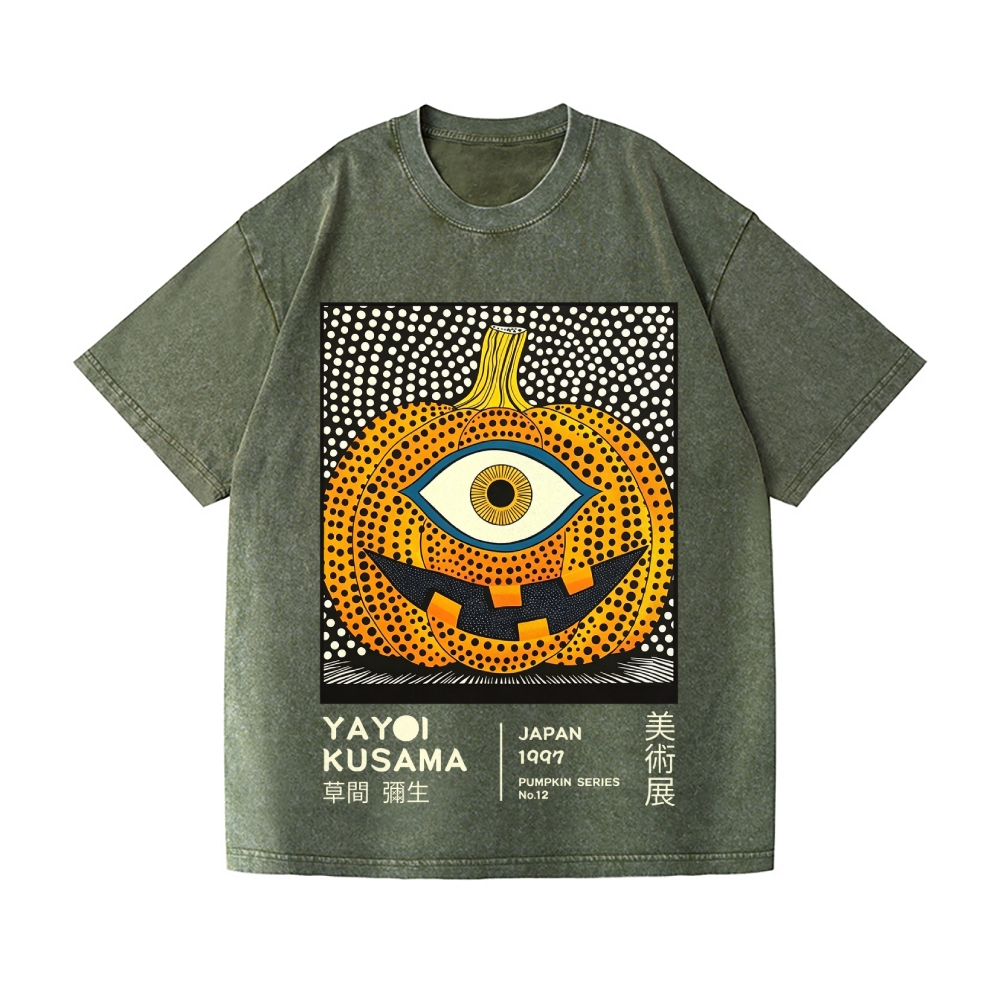Halloween Yayoi Kusama Pumpkin YokaiVintage Wash Japanese Design T-Shirt