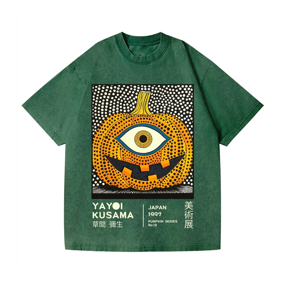 Halloween Yayoi Kusama Pumpkin YokaiVintage Wash Japanese Design T-Shirt