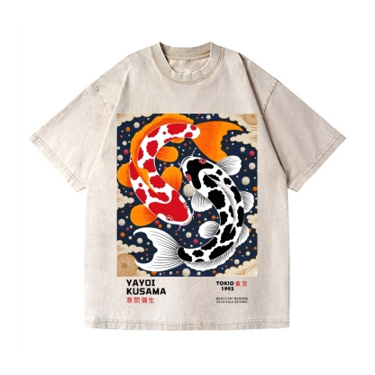 Yayoi Kusama Koi Vintage Wash Japanese Design T-Shirt