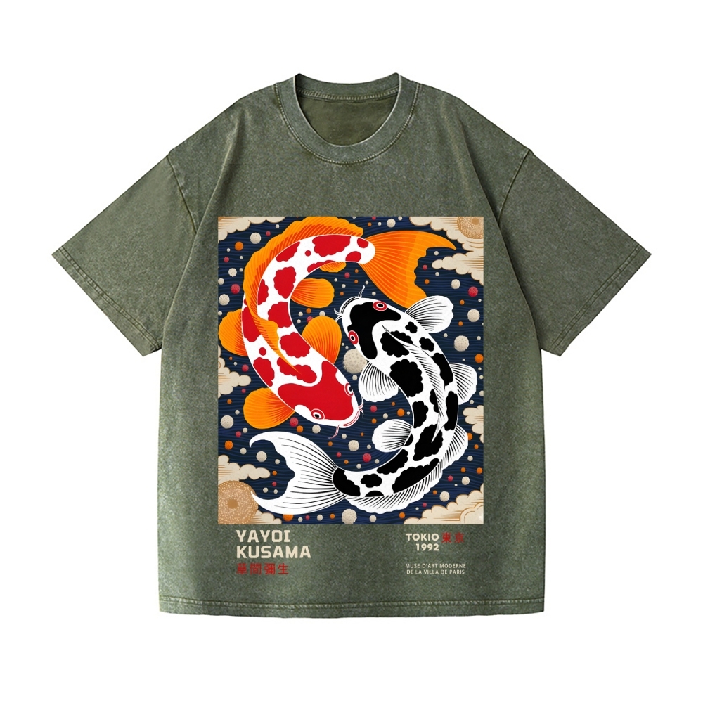 Yayoi Kusama Koi Vintage Wash Japanese Design T-Shirt