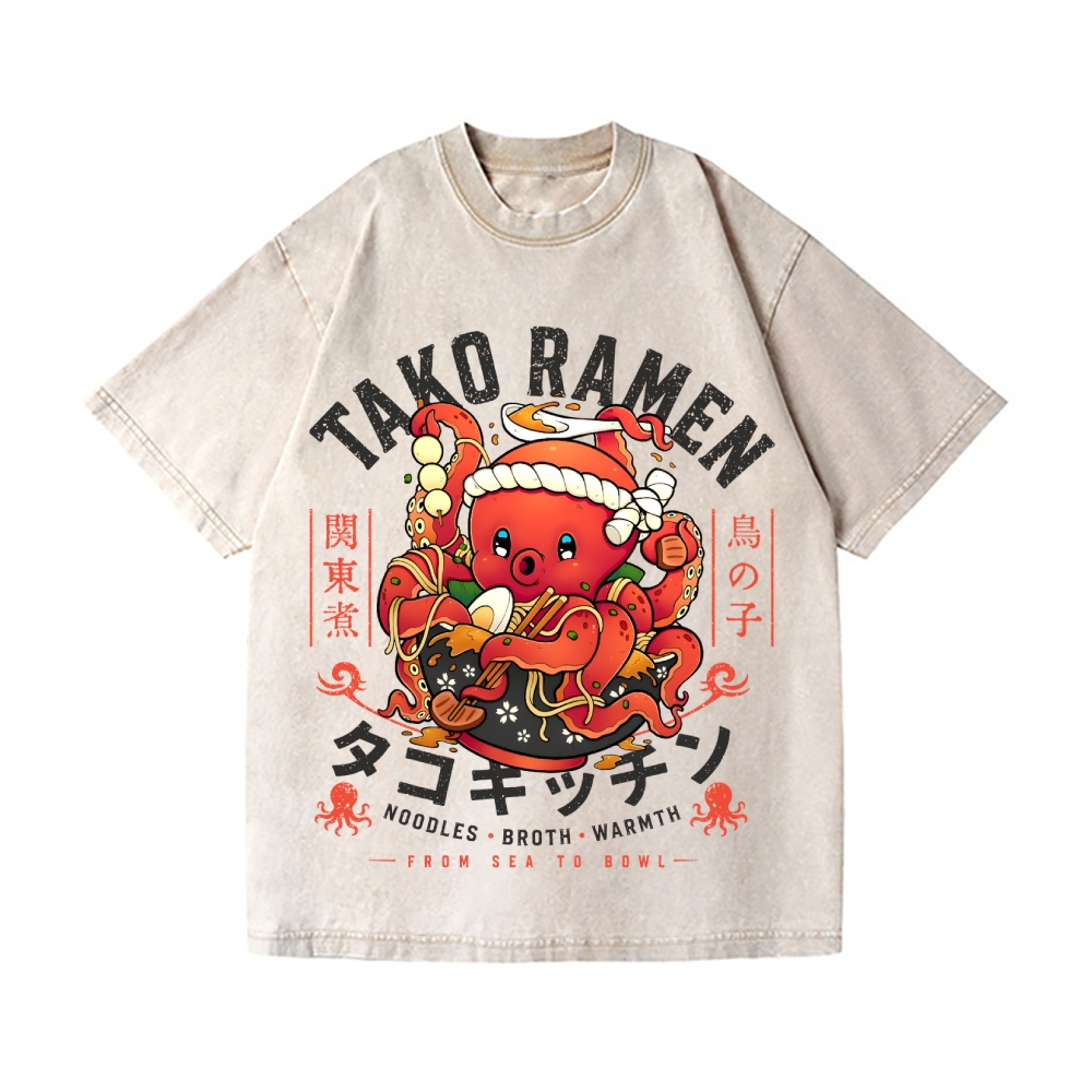 Tako Ramen Vintage Wash Japanese Design T-Shirt