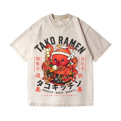 Tako Ramen Vintage Wash Japanese Design T-Shirt
