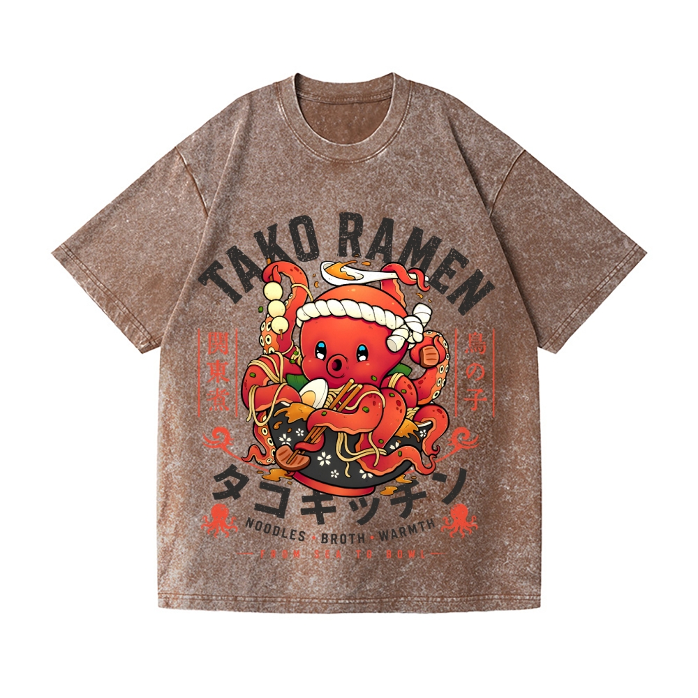 Tako Ramen Vintage Wash Japanese Design T-Shirt