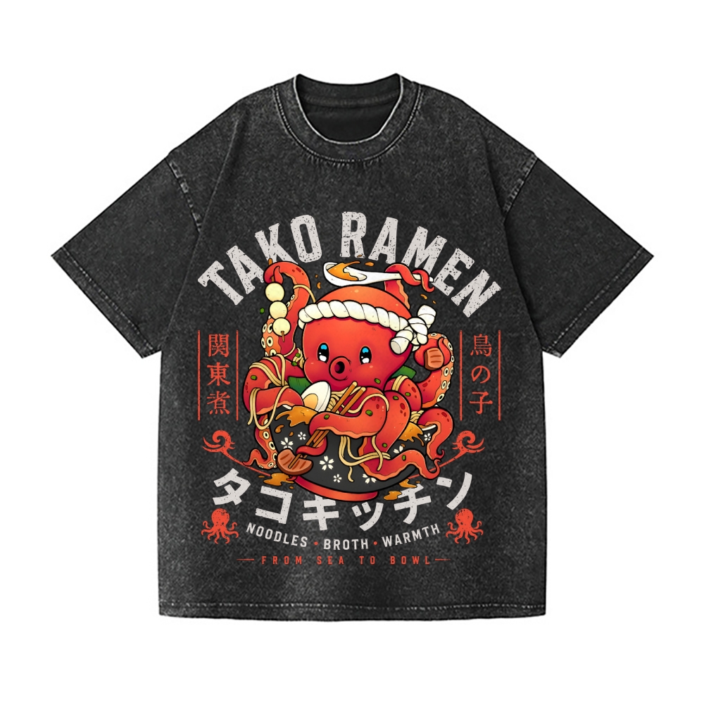 Tako Ramen Vintage Wash Japanese Design T-Shirt