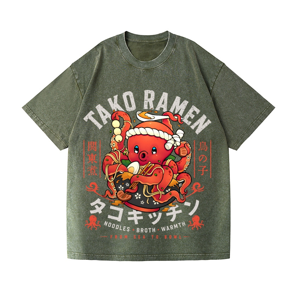 Tako Ramen Vintage Wash Japanese Design T-Shirt