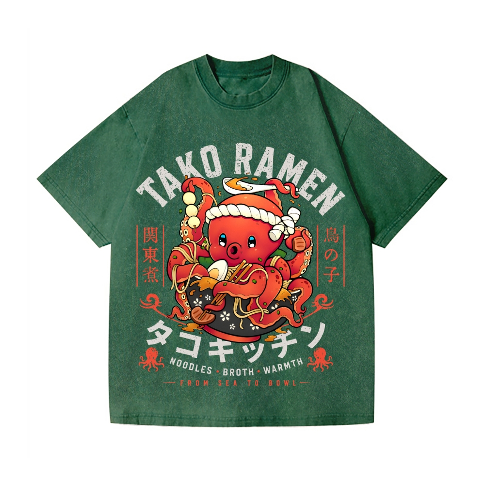 Tako Ramen Vintage Wash Japanese Design T-Shirt