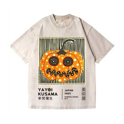 Halloween Yayoi Kusama Pumpkin Vintage Wash Japanese Design T-Shirt