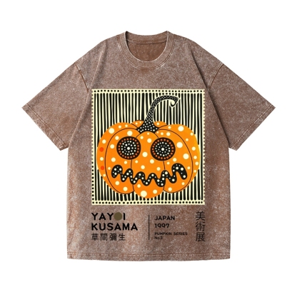 Halloween Yayoi Kusama Pumpkin Vintage Wash Japanese Design T-Shirt