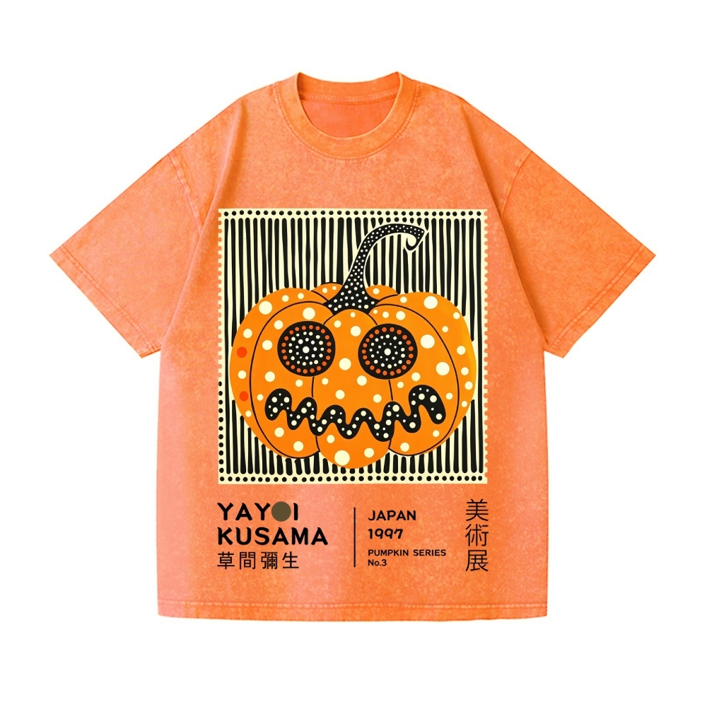Halloween Yayoi Kusama Pumpkin Vintage Wash Japanese Design T-Shirt