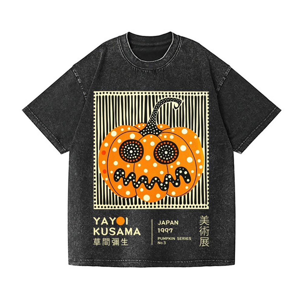 Halloween Yayoi Kusama Pumpkin Vintage Wash Japanese Design T-Shirt