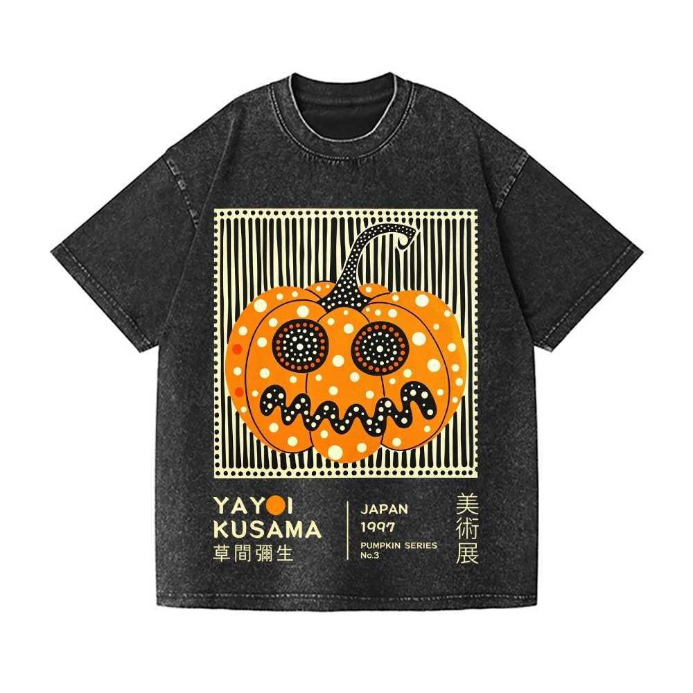 Halloween Yayoi Kusama Pumpkin Vintage Wash Japanese Design T-Shirt