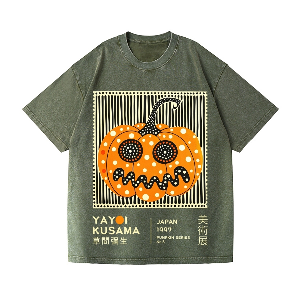 Halloween Yayoi Kusama Pumpkin Vintage Wash Japanese Design T-Shirt