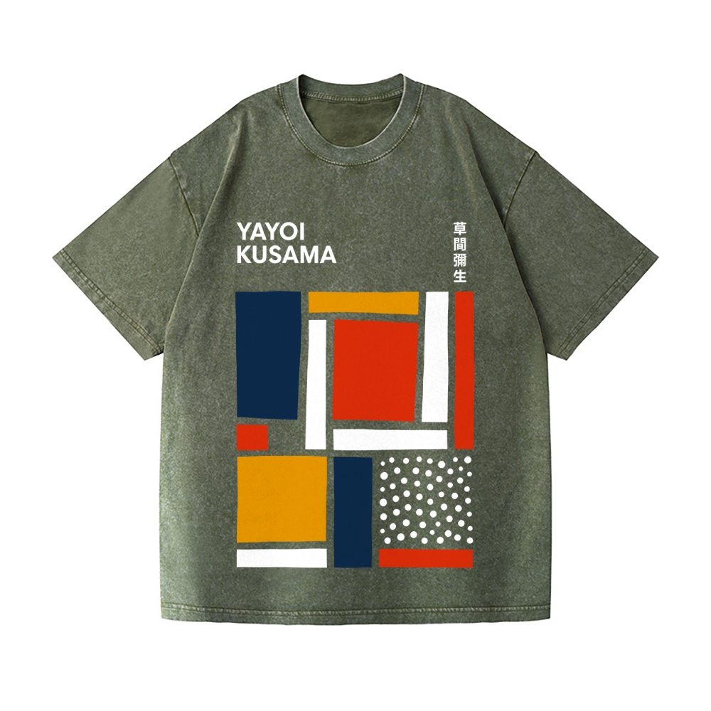 Yayoi Kusama Abstract Dot Geometry Vintage Wash Japanese Design T-Shirt