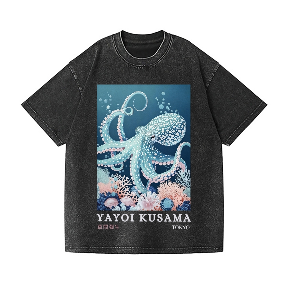 Yayoi Kusama Octopus Vintage Wash Japanese Design T-Shirt
