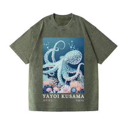 Yayoi Kusama Octopus Vintage Wash Japanese Design T-Shirt