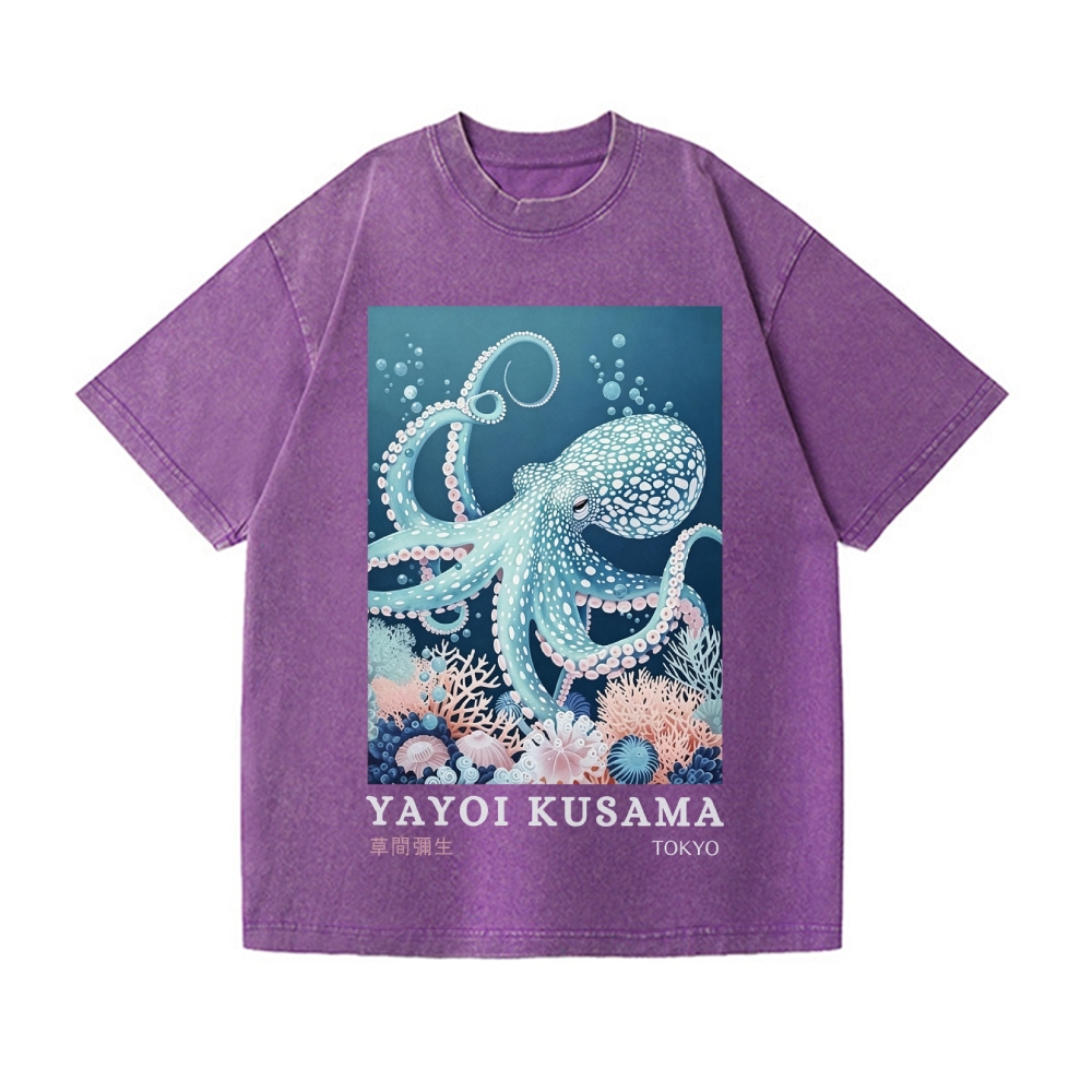 Yayoi Kusama Octopus Vintage Wash Japanese Design T-Shirt