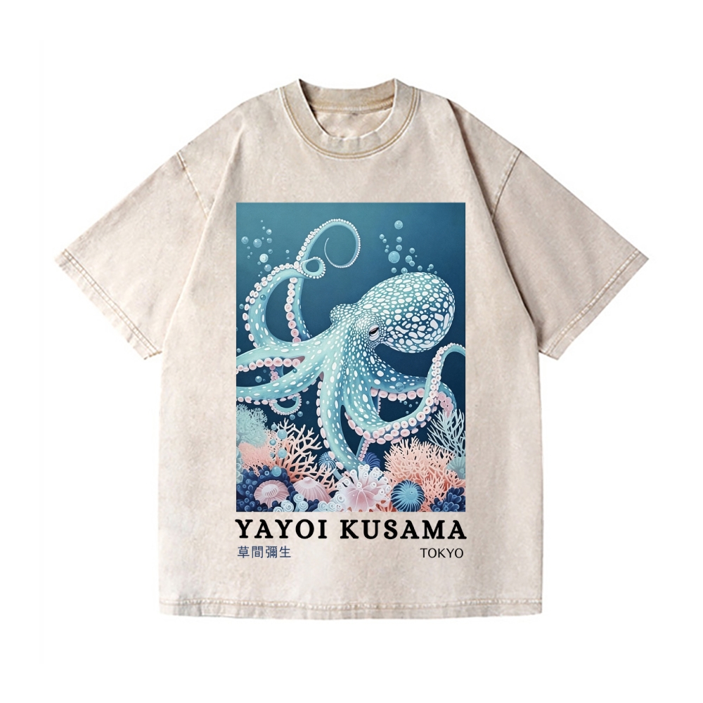 Yayoi Kusama Octopus Vintage Wash Japanese Design T-Shirt