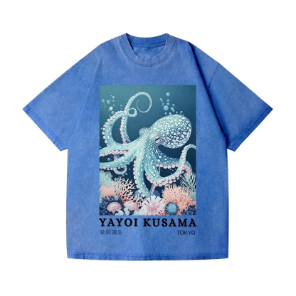 Yayoi Kusama Octopus Vintage Wash Japanese Design T-Shirt