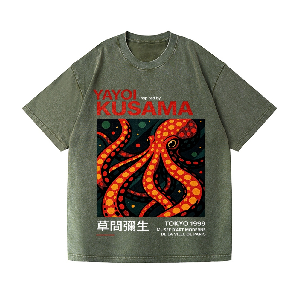 Yayoi Kusama Octopus Vintage Wash Japanese Design T-Shirt