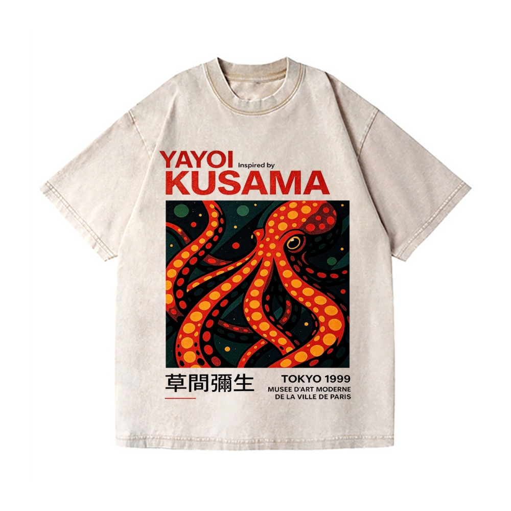 Yayoi Kusama Octopus Vintage Wash Japanese Design T-Shirt