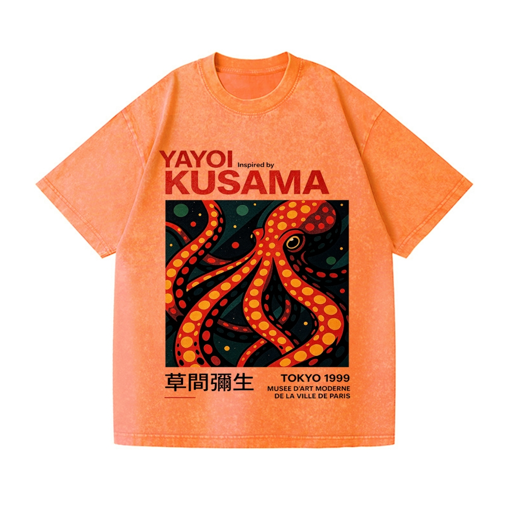 Yayoi Kusama Octopus Vintage Wash Japanese Design T-Shirt