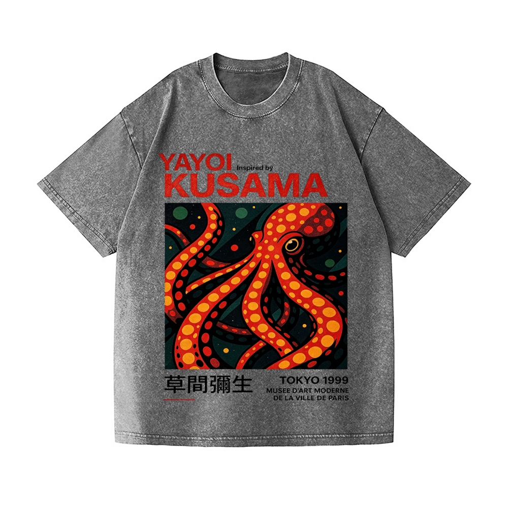 Yayoi Kusama Octopus Vintage Wash Japanese Design T-Shirt