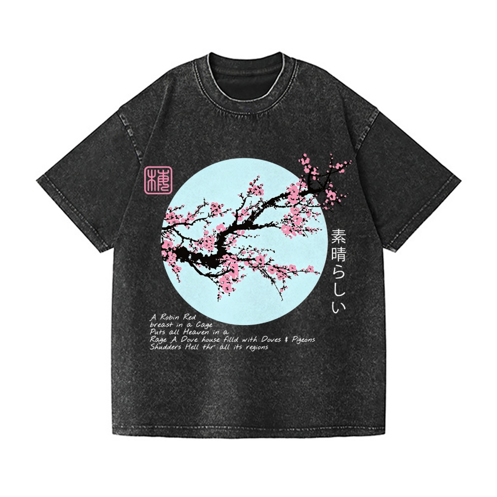 Sakura Vintage Wash Japanese Design T-Shirt